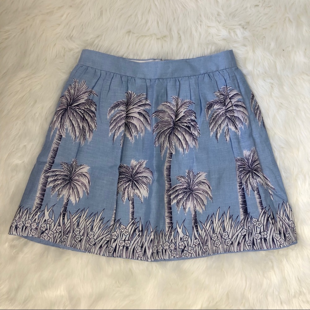 J. Crew Linen Skirt with Palm Tree Print